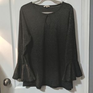 2/$35✨ Filaments bell sleeve dark grey key hole sweater shirt, size 1x